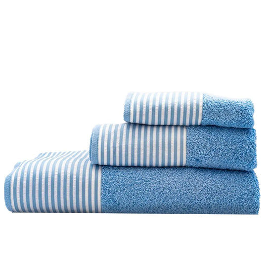 (3 Peças) Toalhas 548 Riscas Azul