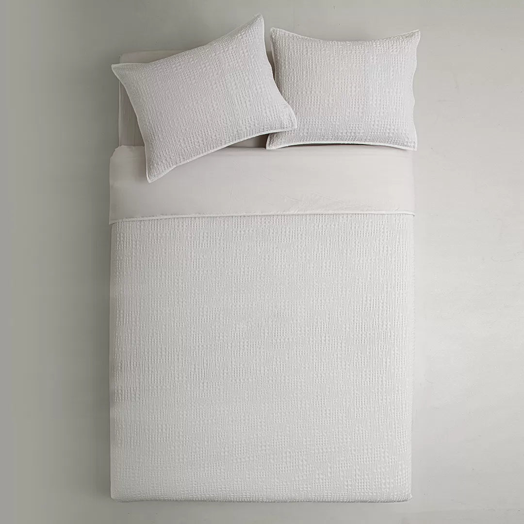 Capa de Edredón Efeito Waffle Branco