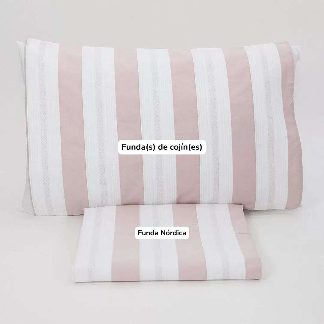 Funda Nórdica Rayas Rosa