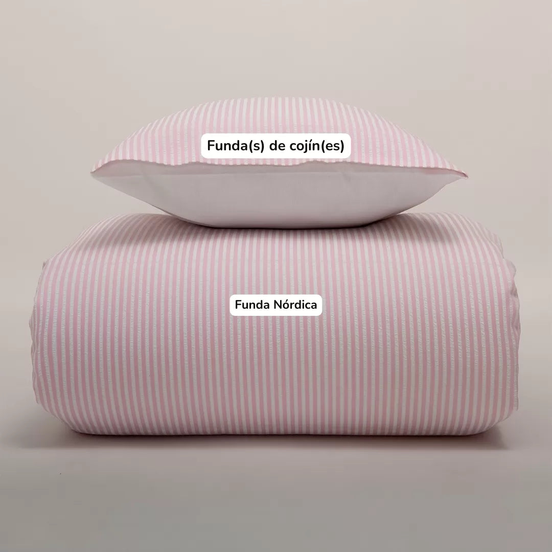 Funda Nórdica Rayas Rosas