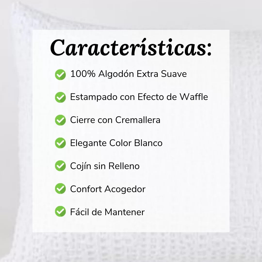 Cojín Decorativo Efeito Waffle Blanco