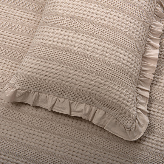 Colcha de Algodão Stonewashed Areia com Folho – Celeste