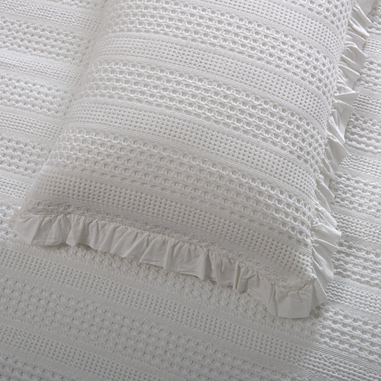 Colcha de Algodão Stonewashed Branco com Folho – Celeste
