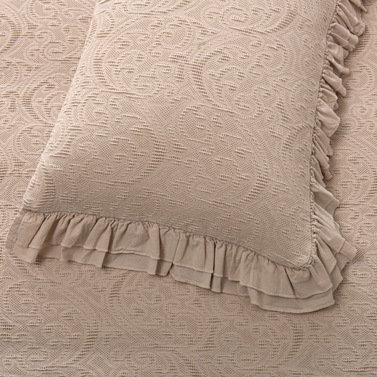 Colcha de Algodão Stonewashed Areia com Folho Duplo – Bonnie