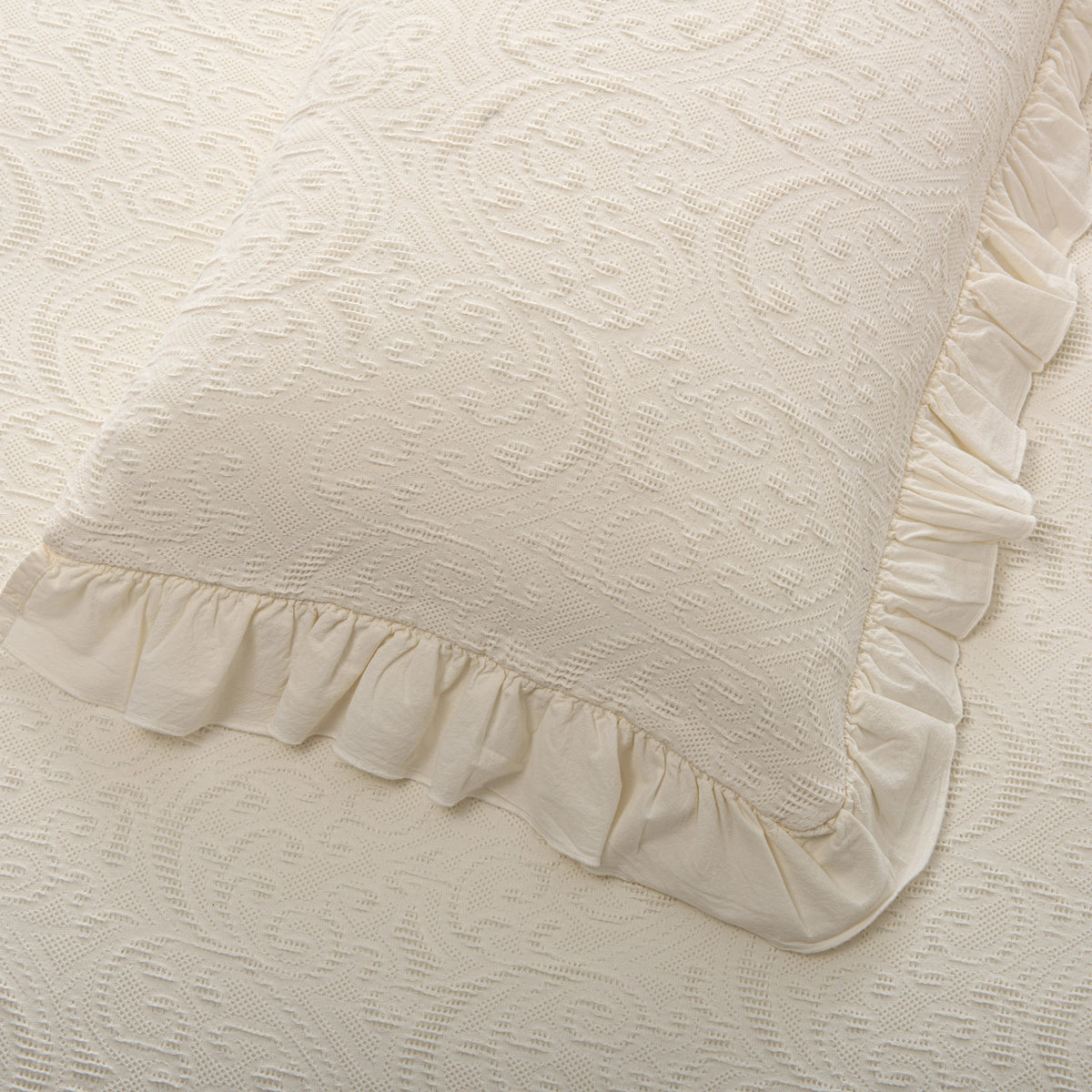 Colcha de Algodão Stonewashed Marfim