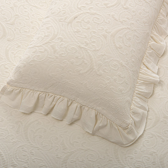 Colcha de Algodão Stonewashed Marfim com Folho Duplo – Bonnie