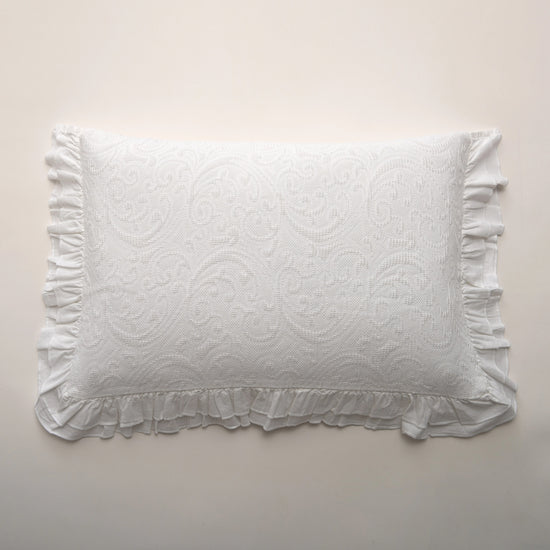 Cojín de Algodón Blanco 50x70 cm con Volante - Bonnie