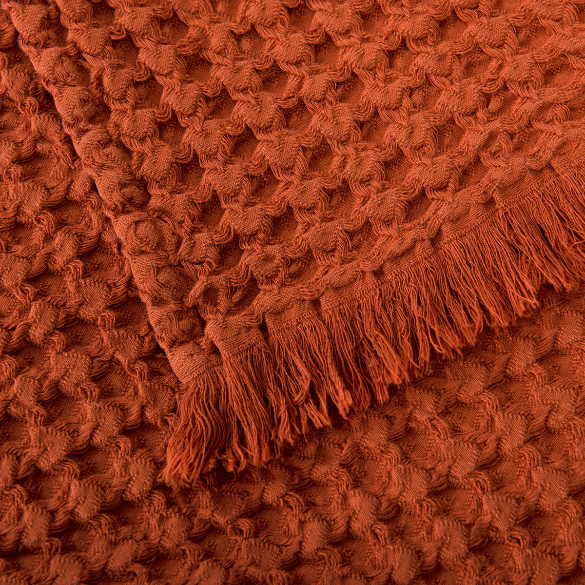 Manta de Algodón Terracota 140x200 cm Diseño Waffle - Nicole