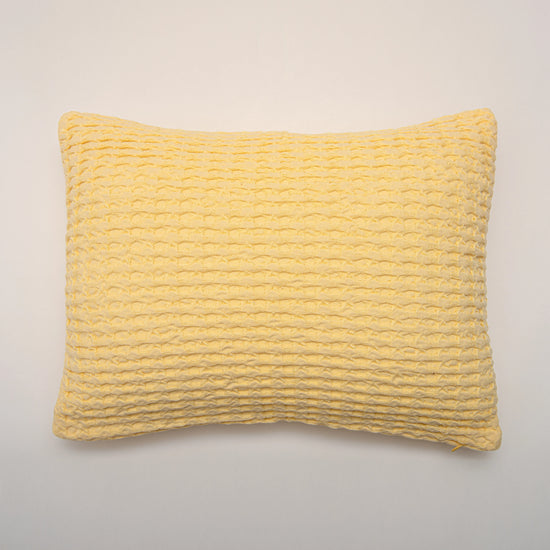 Almofada de Algodão Amarelo 35x50 cm Padrão Waffle - Nicole