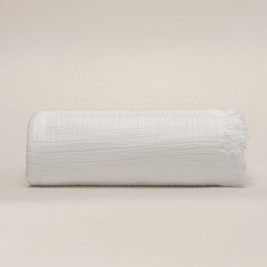 Manta de Gaze de Algodão Branco 140x200 cm Stonewashed - Nuria