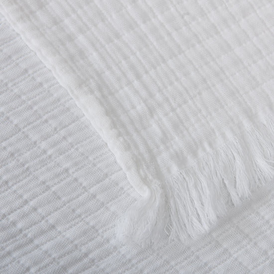 Manta de Gaze de Algodão Branco 140x200 cm Stonewashed - Nuria