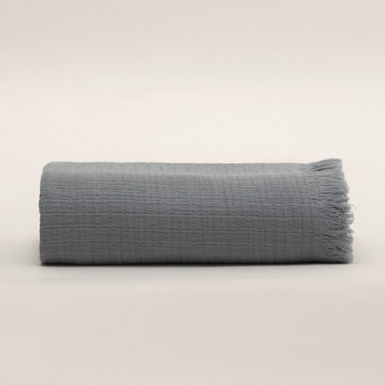 Manta en Muselina de Algodón Gris 140x200 cm Stonewashed - Nuria