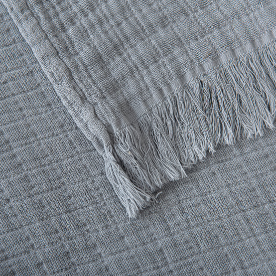 Manta en Muselina de Algodón Gris 140x200 cm Stonewashed - Nuria