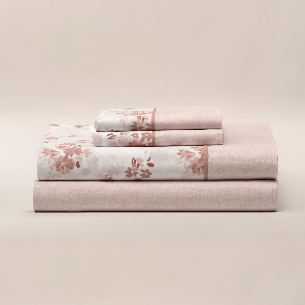 Jogo de Lençóis 100% Algodão 180 Fios Floral Rosa