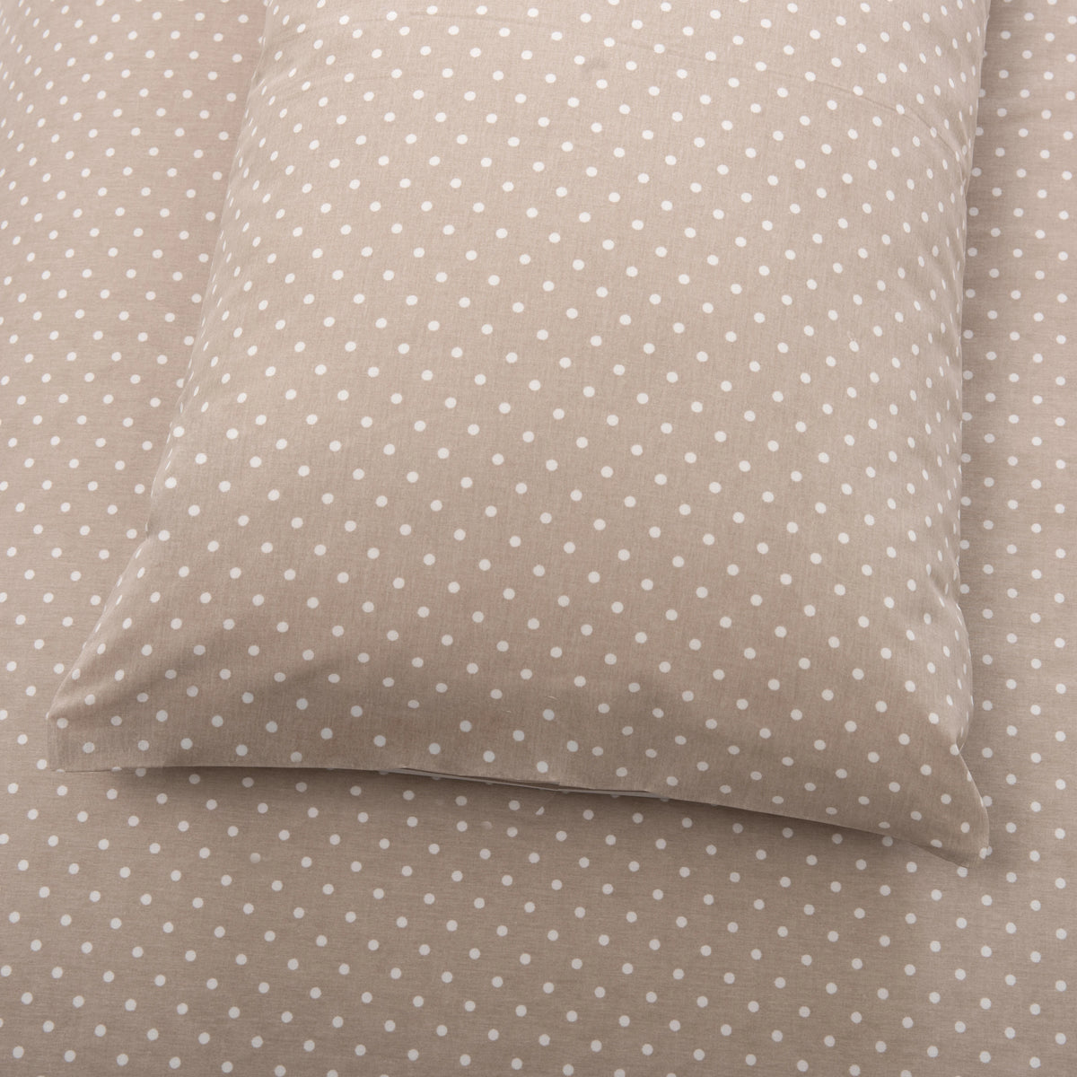 Capa de Edredón Reversível Bolinhas e Riscas Camel e Branco - 709