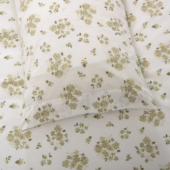 Capa de Edredón Floral Verde Seco e Branco - 820