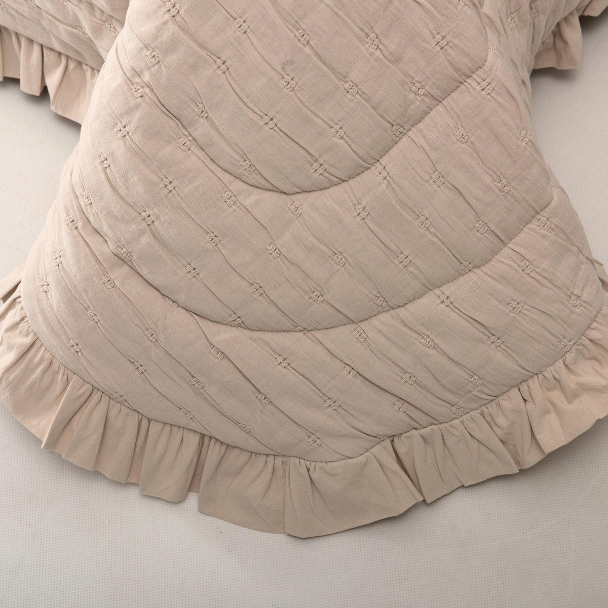 Edredão 100% Algodão Taupe com Folhos - Elise