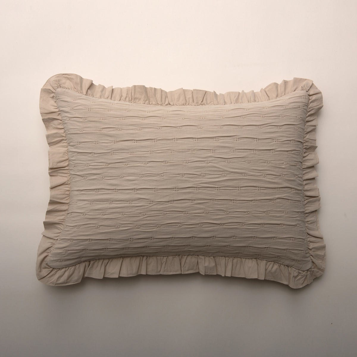 Edredão 100% Algodão Taupe com Folhos - Elise
