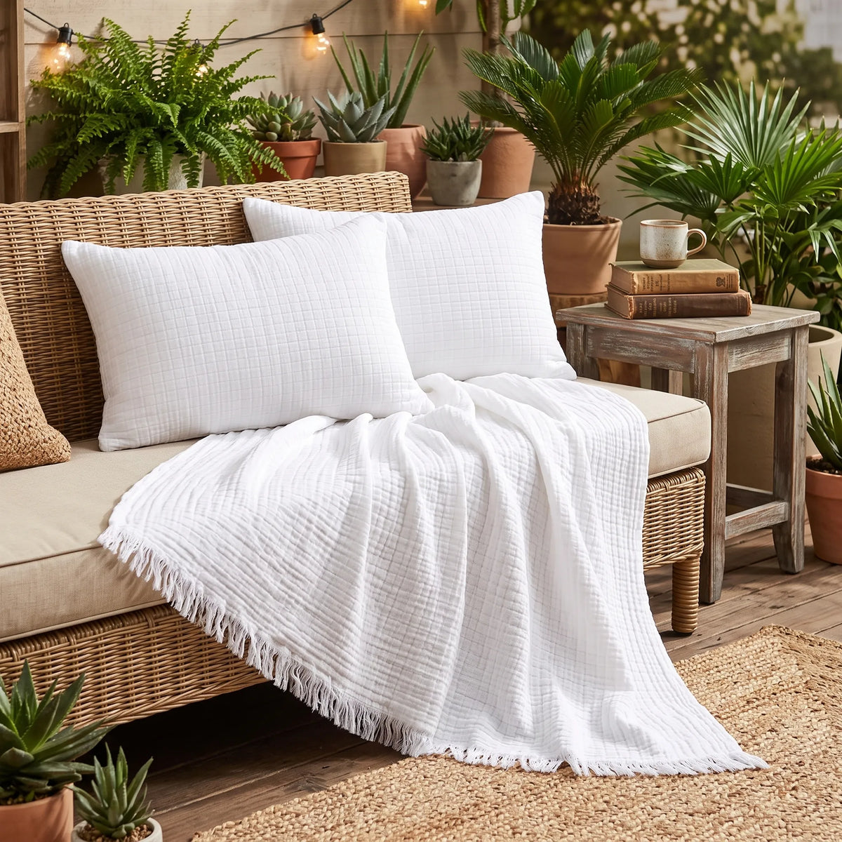 Cojín en Muselina de Algodón Blanco 35x50 cm Stonewashed – Nuria