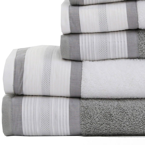 (6 Piezas) Toallas Pregas Gris