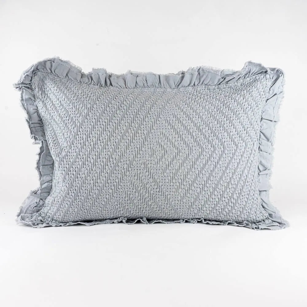 Cojín de Colcha con Volante Gris
