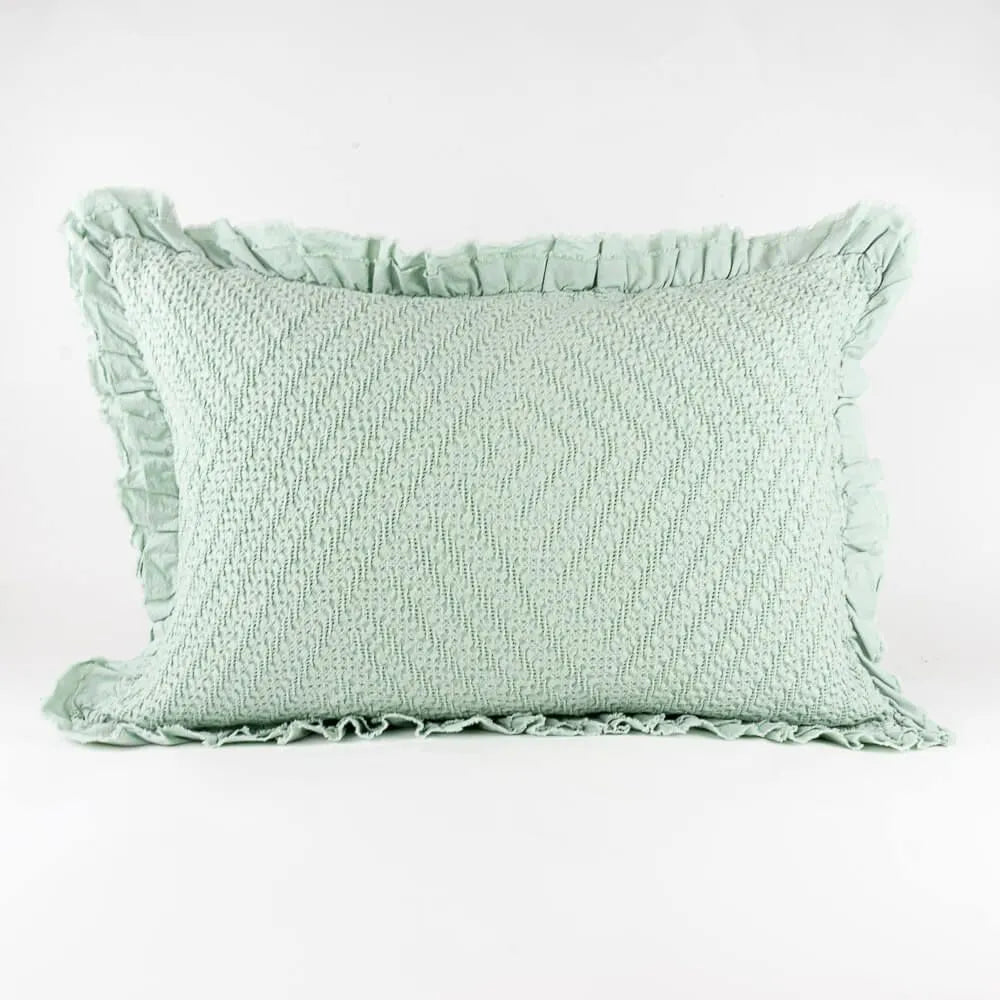 Almofada de Colcha com Folho Verde Água