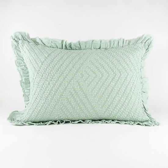 Almofada de Colcha com Folho Verde Água