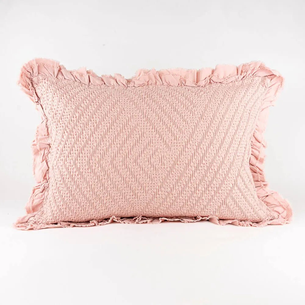 Cojín de Colcha con Volante Rosa Palo