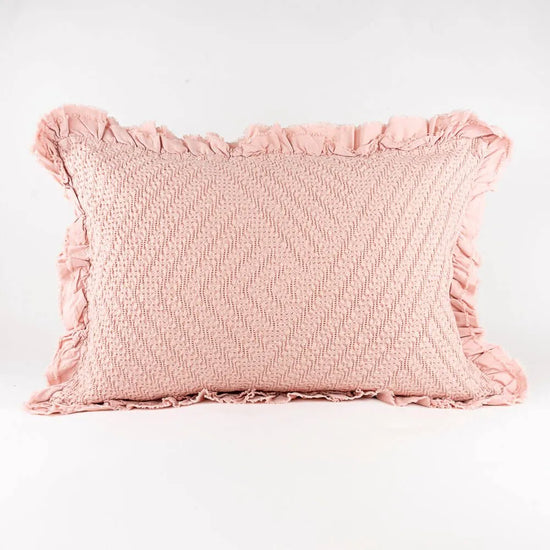 Almofada de Colcha com Folho Rosa Seco