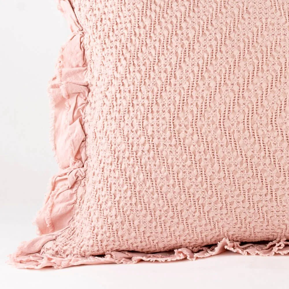 Cojín de Colcha con Volante Rosa Palo