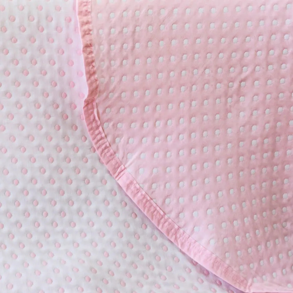 Colcha Bolinhas Rosa Reversível