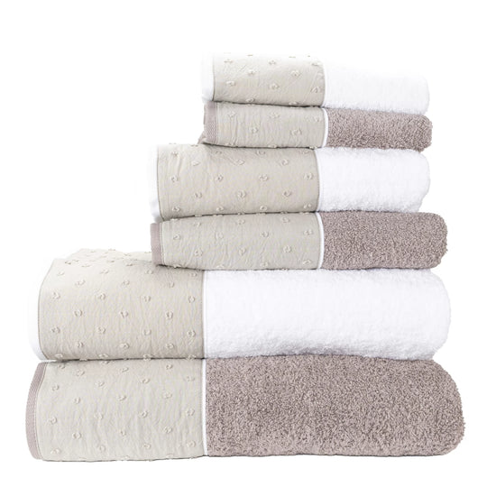 (6 Peças) Toalhas Plumeti Taupe