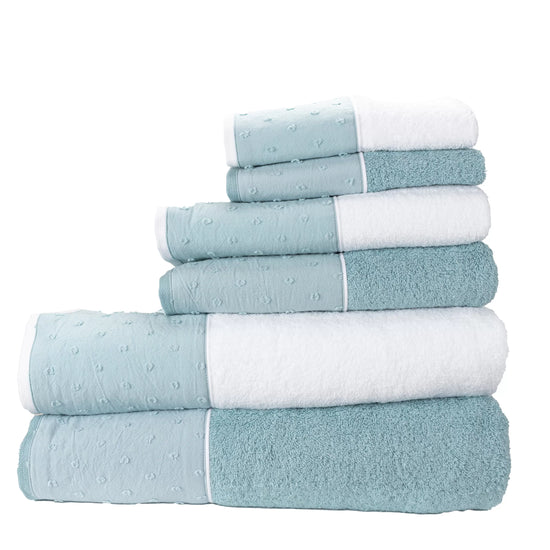 (6 Peças) Toalhas Plumeti Azul
