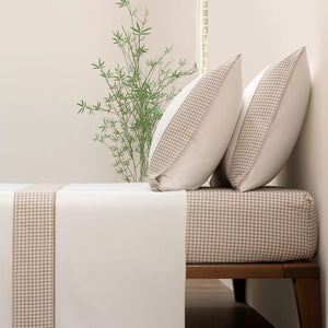 Sábanas de Franela Vichy Marrón Claro - Cama 90 | 1 Funda de almohada 50 x 80 cm