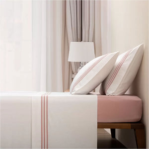 Sábanas de Franela Tres Rayas Rosa - Cama 90 | 1 Almohada 45 x 110 cm