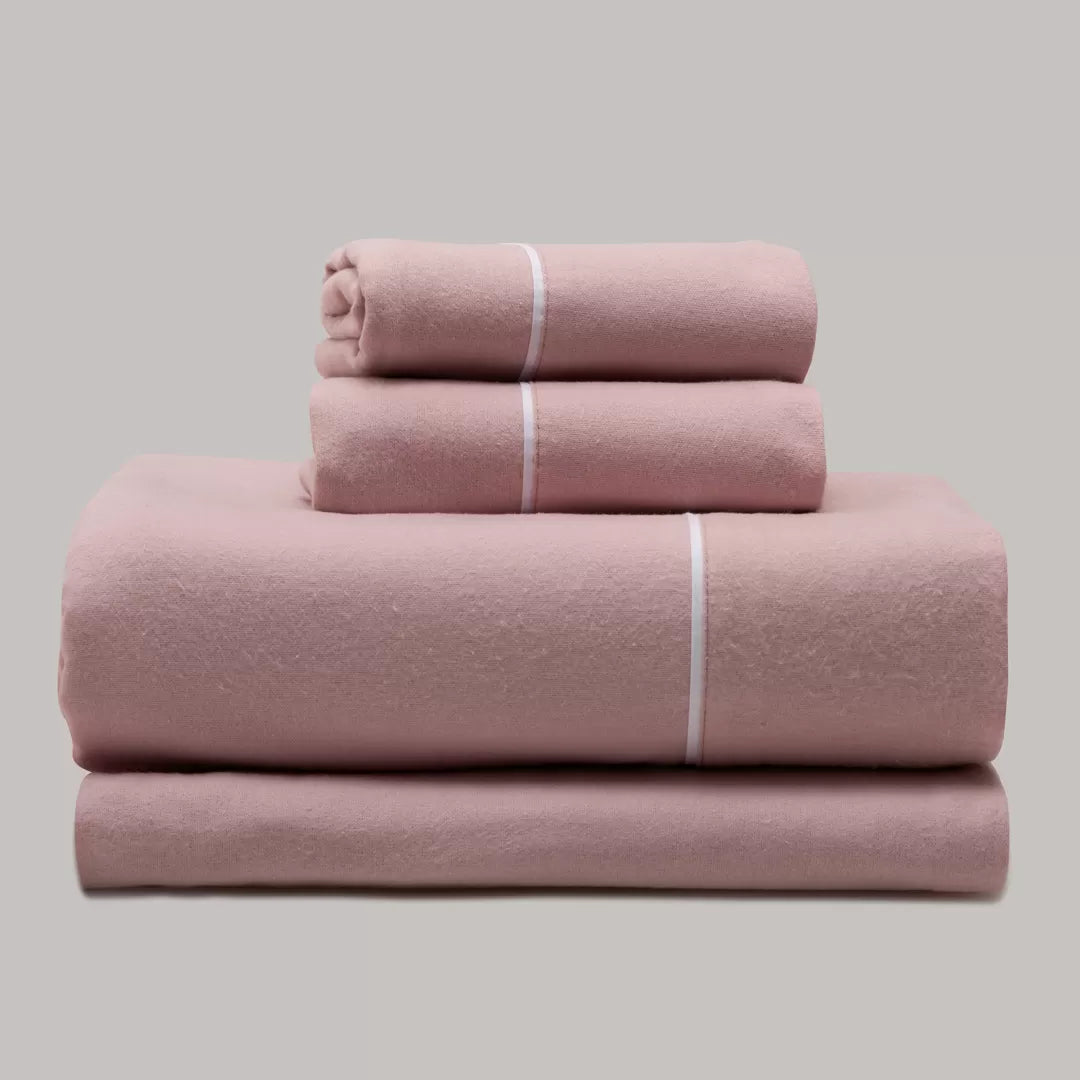 Jogo de Lençóis de Flanela Liso Cor-de-Rosa