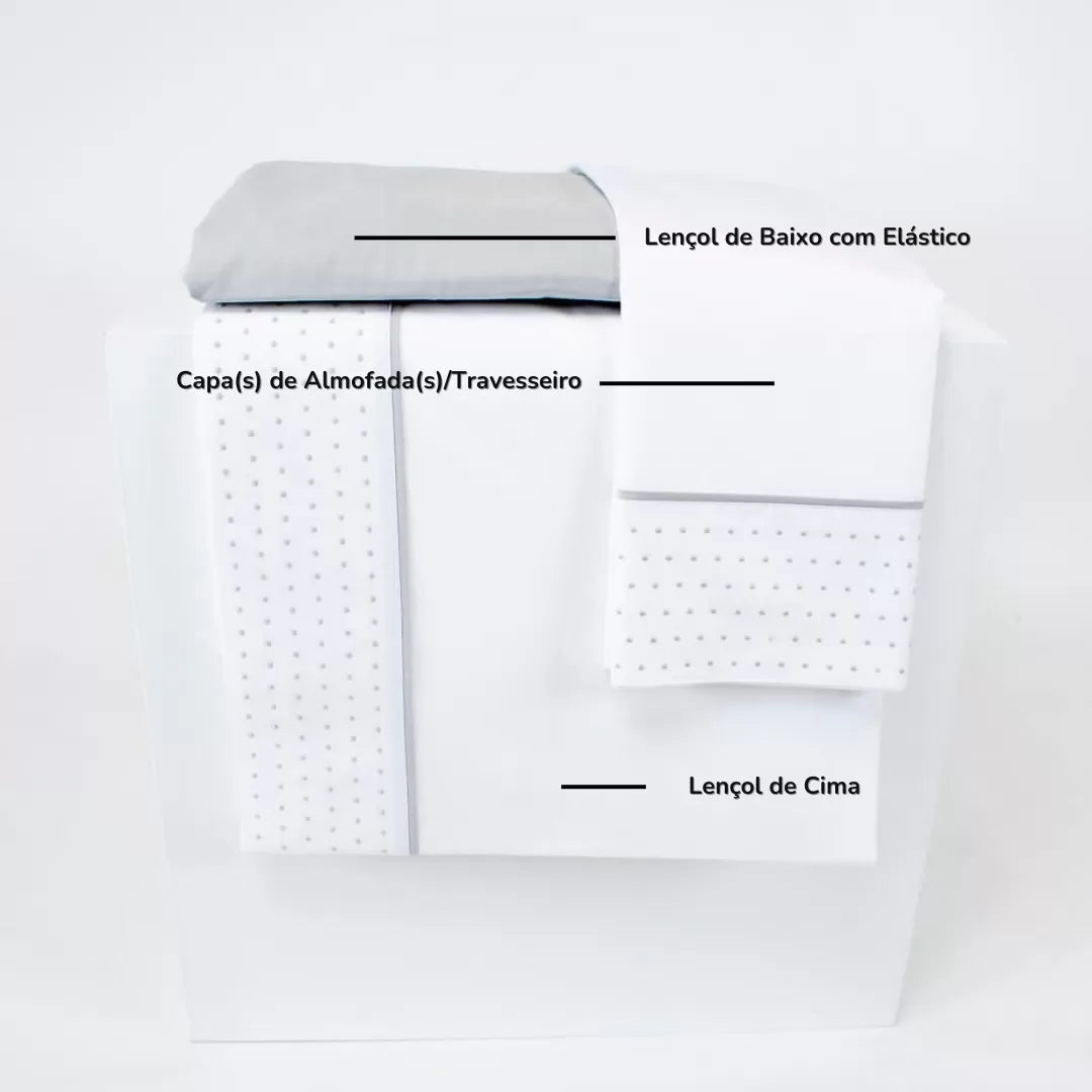 Lençóis Bolinhas Cinzento
