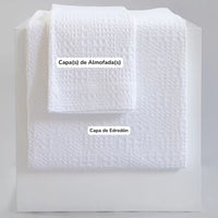 Capa de Edredón Efeito Waffle Branco