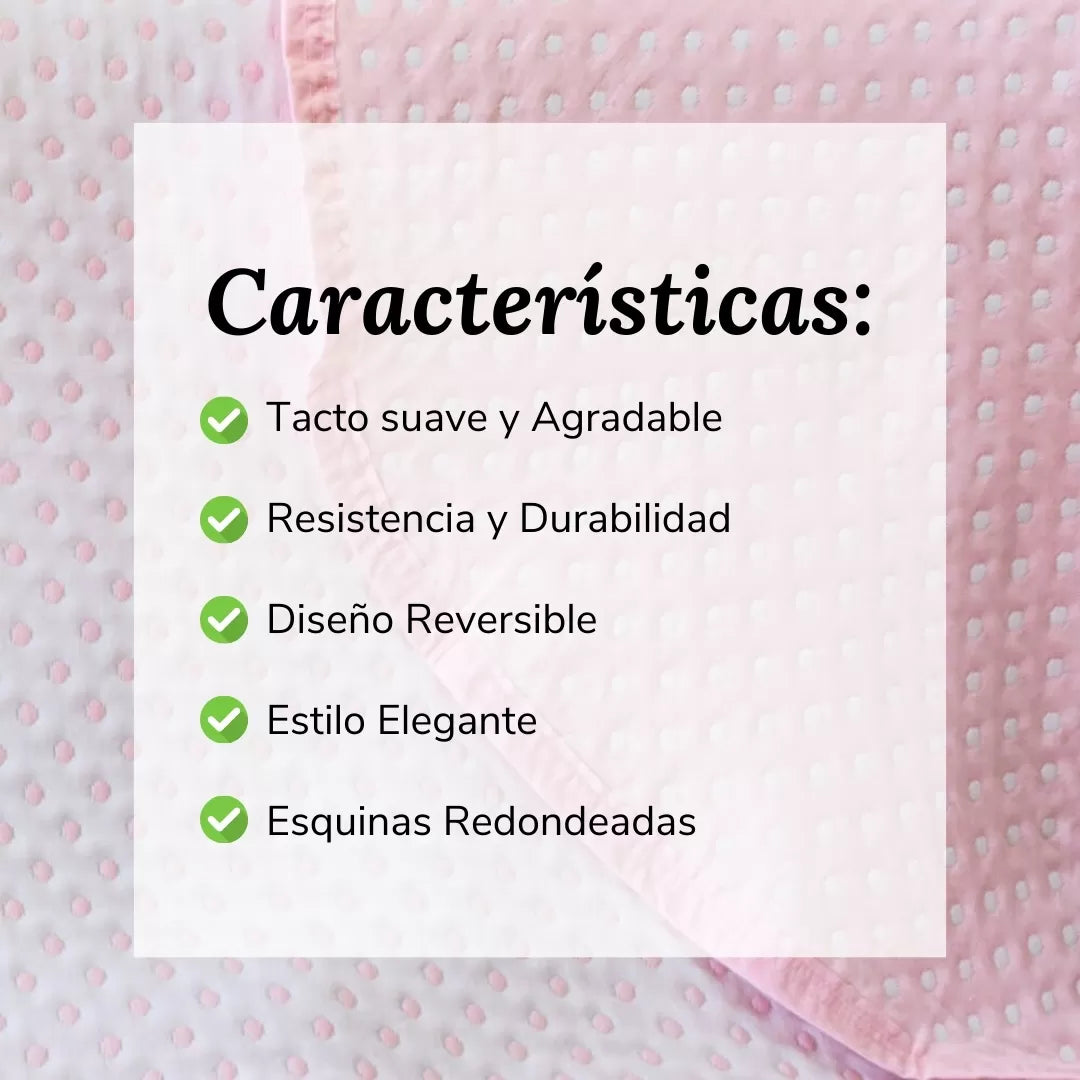 Colcha Lunares Rosa Reversible