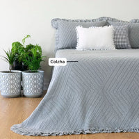 Colcha con Volante Gris