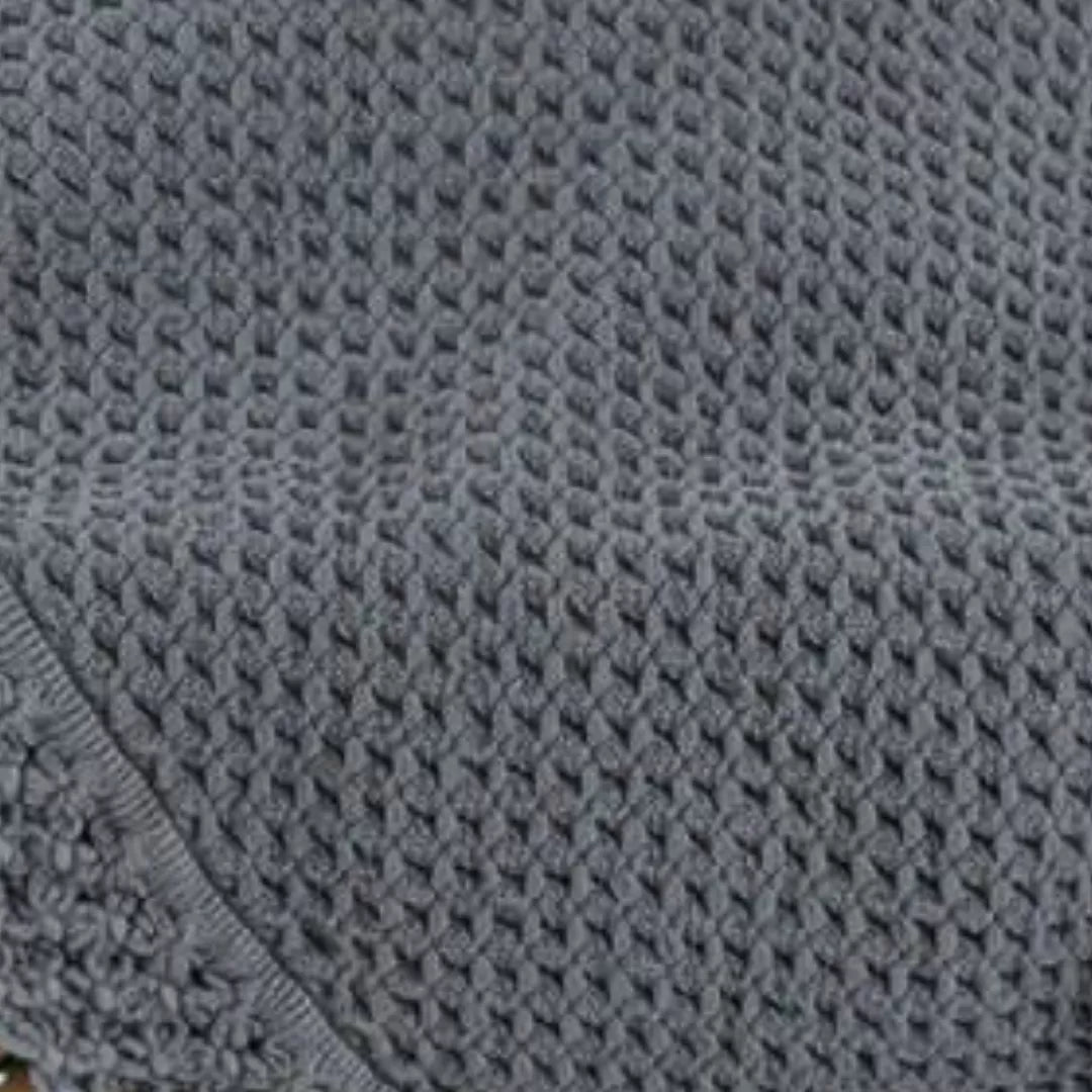 Manta de Algodón con Puntilla Gris Oscuro