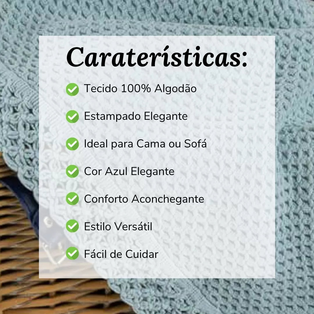 Manta de Algodão com Renda Azul
