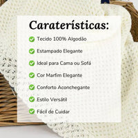 Manta de Algodão com Renda Marfim