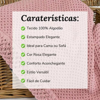 Manta de Algodão com Renda Cor-de-Rosa