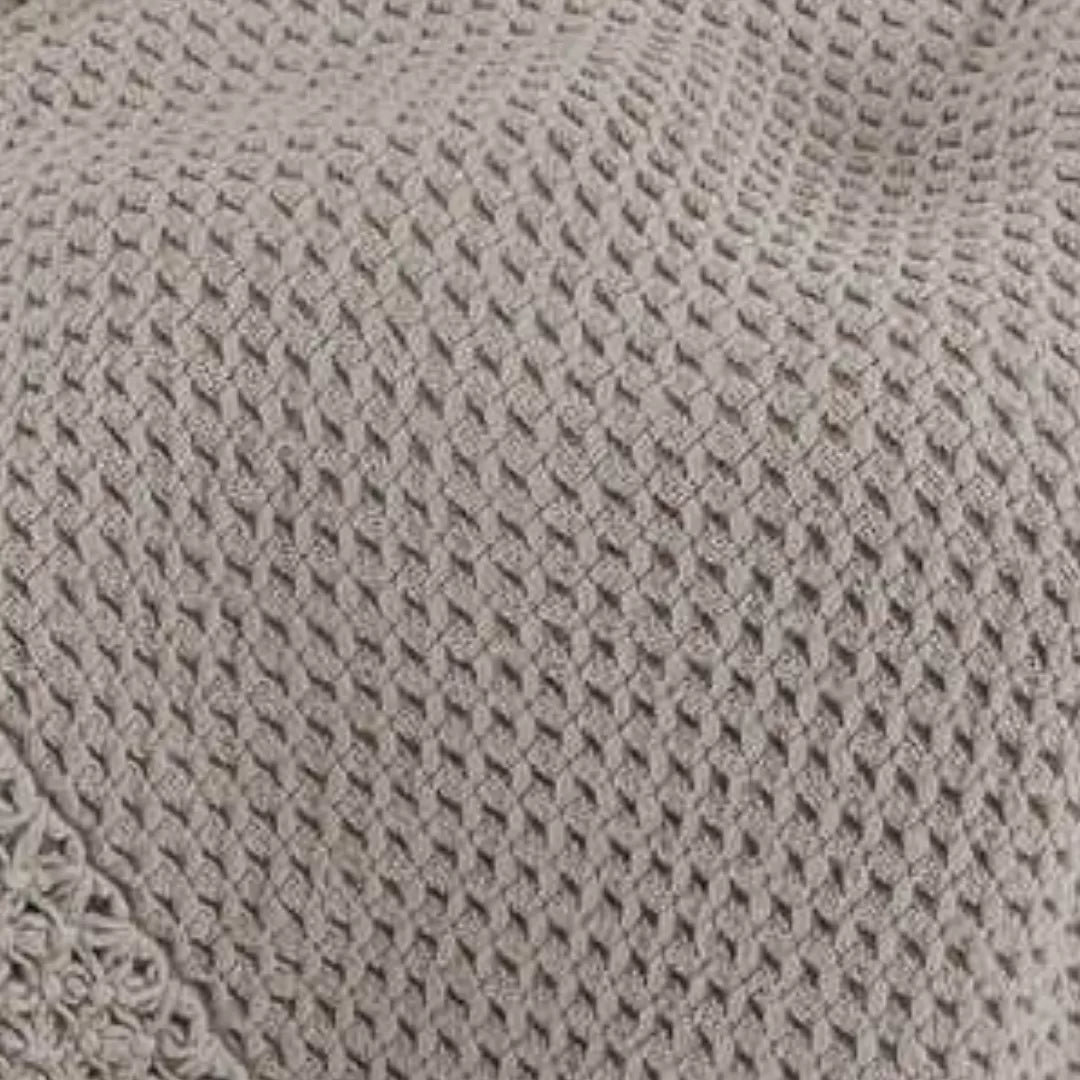 Manta de Algodão com Renda Taupe