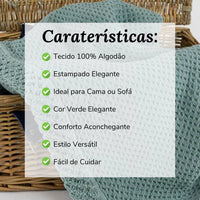 Manta de Algodão com Renda Verde