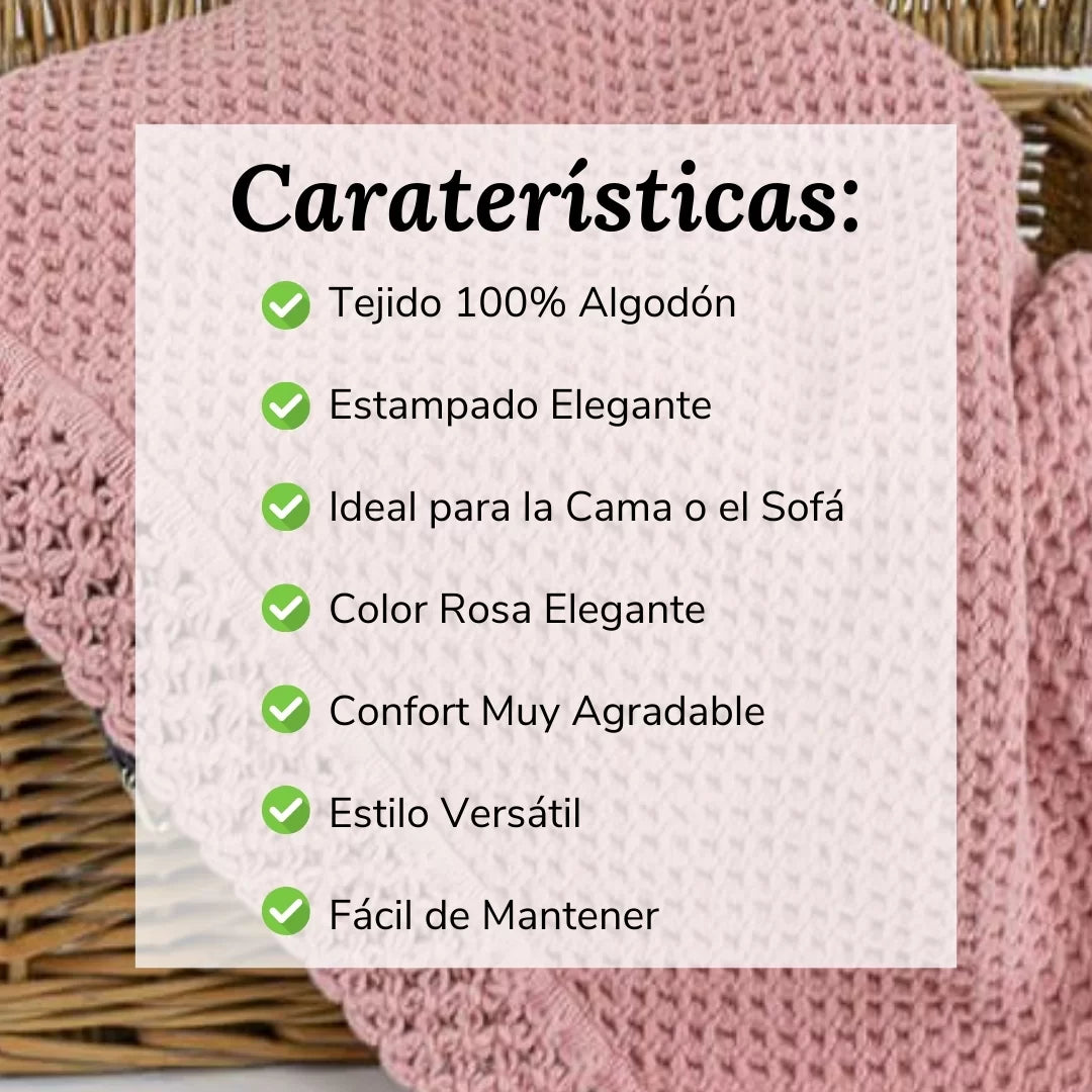 Manta de Algodón con Puntilla Rosa