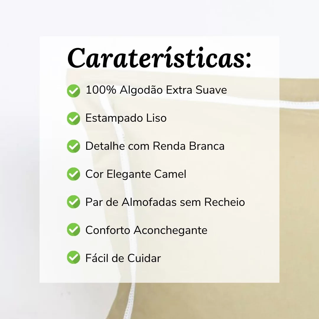 Par Cojines Decorativos con Puntilla Marrón Claro