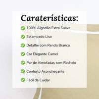 Par Cojines Decorativos con Puntilla Marrón Claro