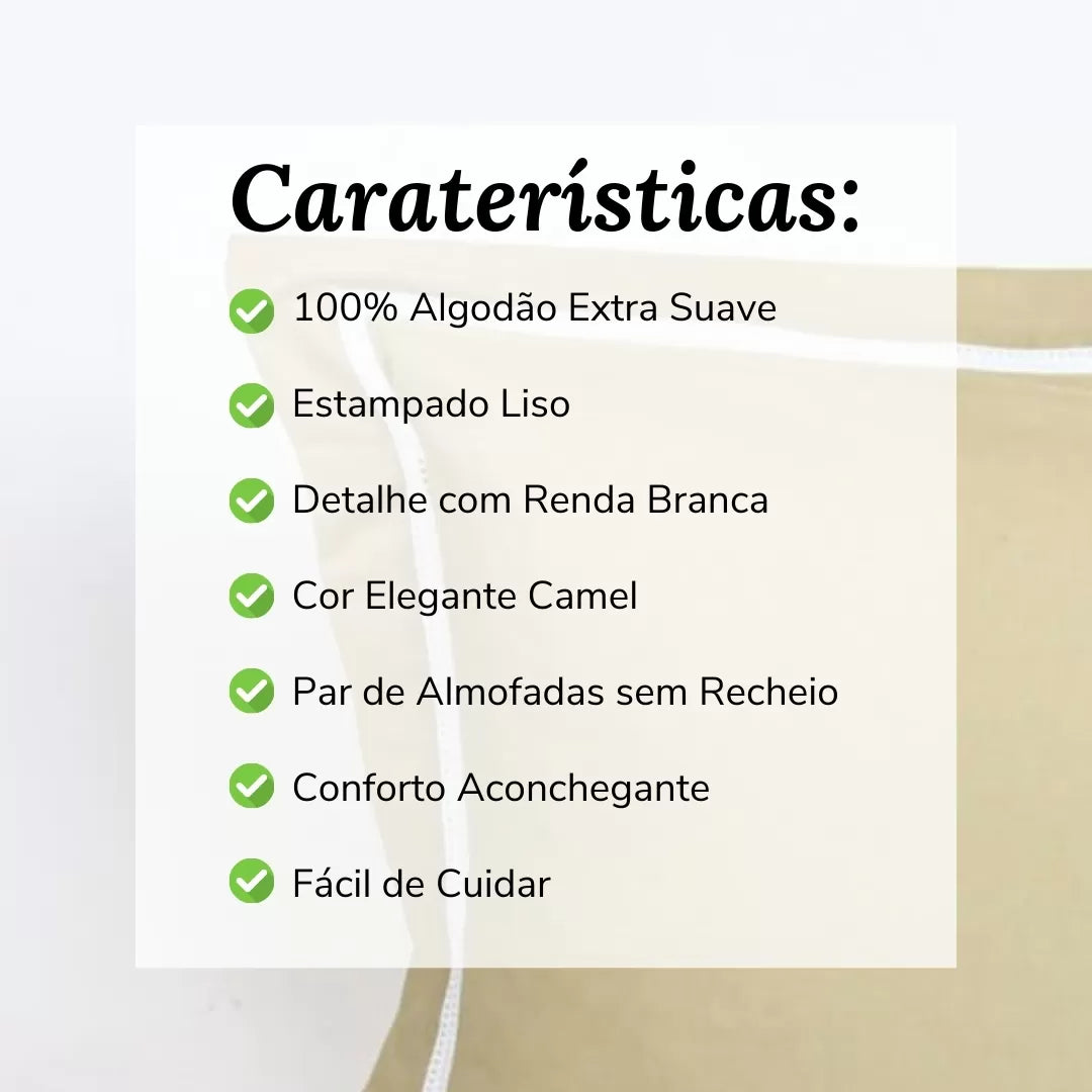 Par Cojines Decorativos con Puntilla Marrón Claro